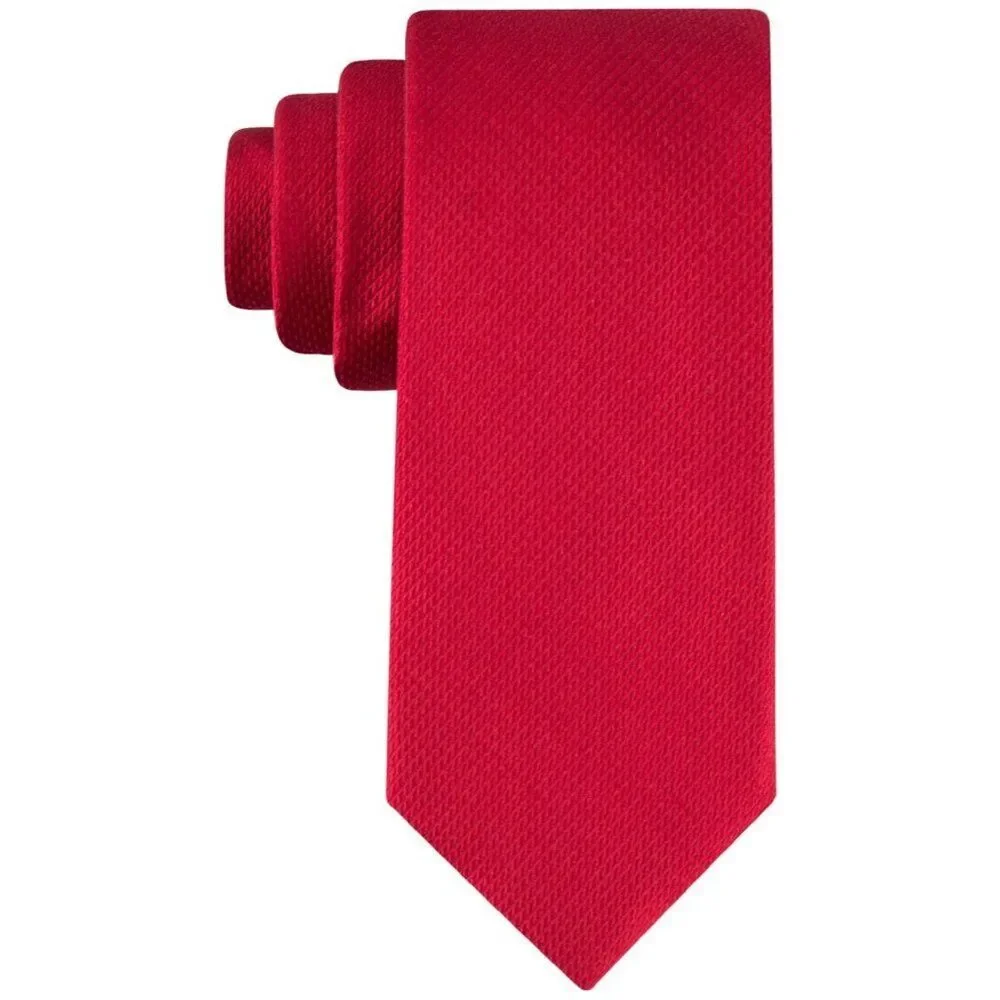NWT Tommy Hilfiger Men's Rope Micro Texture Solid Red Silk Blend Necktie Tie OS